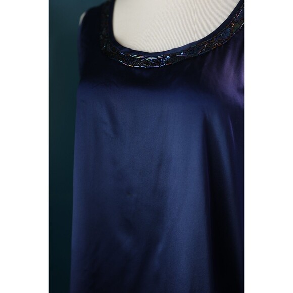 Vintage I.B. Diffusion Silk Beaded Midnight Blue Tank Top Camisole Fairy Grunge - Picture 5 of 10